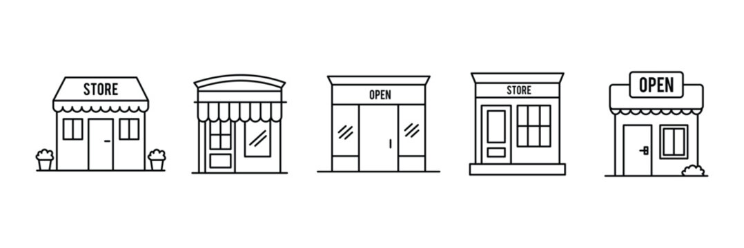 Store icon set. Line and glyph store shop vector.  Thin line vector icons for mobile concepts and web apps. Premium quality icons in trendy flat style.  
