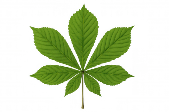 Horse chestnut tree palmate leaf showcasing vibrant green color and natural beauty on transparent background - Powered by Adobe