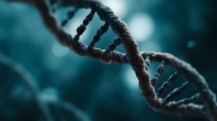 A detailed 3D computer rendering showcases the intricate double helix structure of a DNA molecule representing the essence of life genetics and