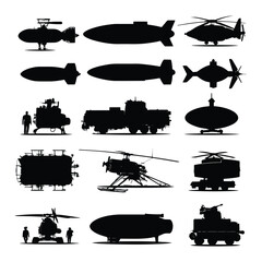 Fototapeta premium Explosive bomb and grenade silhouettes for graphic design