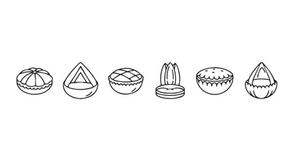 Six stylized hand drawn fruit icons in outline style for design projects vector