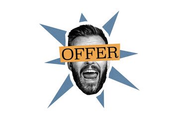 Composite trend artwork sketch image collage of paint silhouette young man face head beard banner...