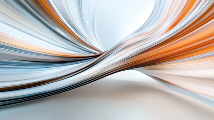 A smooth, abstract design featuring flowing lines in blue, orange, and white, creating a dynamic visual effect.