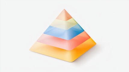 A colorful, layered pyramid shape with smooth edges, representing structure and balance in design.