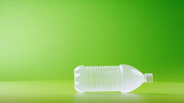 Clear water bottle against vibrant green background