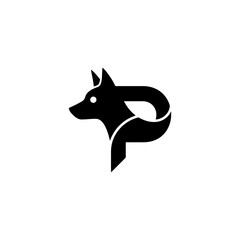 A minimalist black and white logo depicting a stylized animal head forming the letter 
