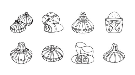 Hand drawn garlic bulbs collection fresh ingredient organic food sketch art rustic culinary elements vector