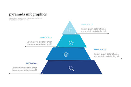 Business pyramid diagram infographic design 4 steps on white background