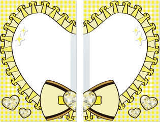 A cute idol, cheki, heart-shaped, polaroid camera, and a connecting love, yellow / 繋がるラブハートカップルチェキ 可愛い アイドルメイド宿題チェキ 黄色