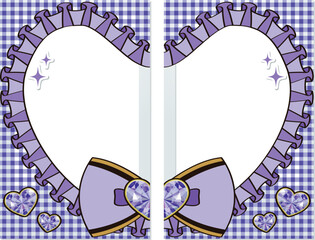 A cute idol, cheki, heart-shaped, polaroid camera, and a connecting love, purple / 繋がるラブハートカップルチェキ 可愛い アイドルメイド宿題チェキ 紫