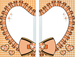 A cute idol, cheki, heart-shaped, polaroid camera, and a connecting love, orange / 繋がるラブハートカップルチェキ 可愛い アイドルメイド宿題チェキ オレンジ