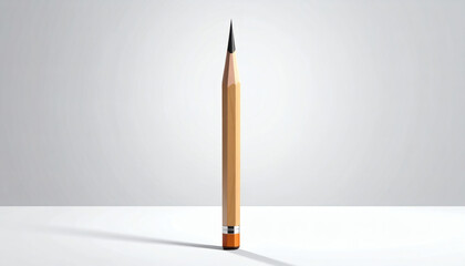 Polygonal sharpened pencil pointing upward with faceted tip on a white background showcasing geometric stationery design, modern 3D office illustration, and minimalist digital art style