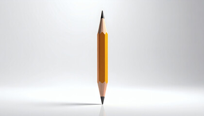 Polygonal sharpened pencil pointing upward with faceted tip on a white background showcasing geometric stationery design, modern 3D office illustration, and minimalist digital art style