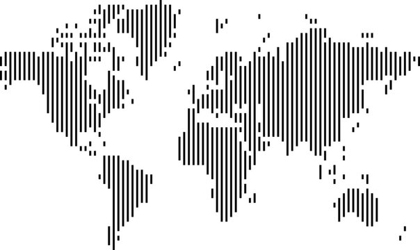 Trending vertical line shape vector world map. A vertical line shape word map design showcasing Geography and cartography with a fresh, modern, and very clean aesthetic.