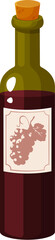 Thanksgiving day wine bottle cartoon fall season object. Fall holiday wine bottle, happy Thanksgiving day dinner isolated vector attribute. October celebration bottle of red wine alcohol drink