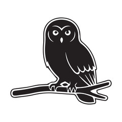 black and white silhouette outline owl art logo design set.