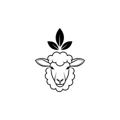 A black and white logo depicts a sheep head with stylized leaves above
