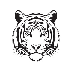 black and white silhouette art tiger face logo design set
