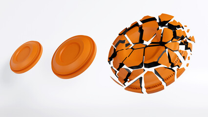 3D rendering of shattered  clay shooting target on a color background © Suttiwan
