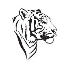 black and white silhouette art tiger face logo design set
