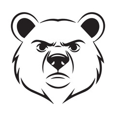 black and white silhouette art bear face logo design set
