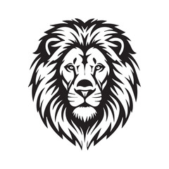 black and white silhouette art lion face logo design set