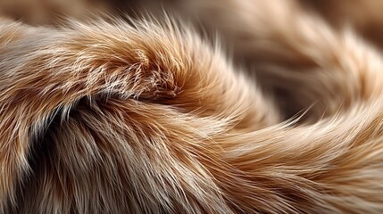 Close up of a furry animal's tail with a lot of hair. The hair is brown and he is very thick
