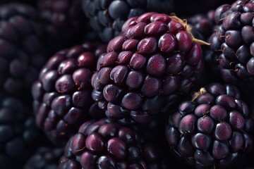 Juicy Fresh Blackberries with Natural Shine and Deep Purple Tones