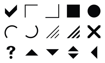 Set of check, cross, caret and various shapes
