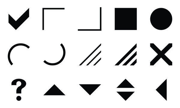 Set of check, cross, caret and various shapes
