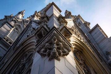 Close-Up of Gothic Cathedral Spire in Sunlight