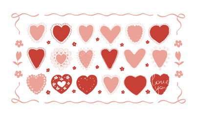 Set of hand drawn hearts for Valentine's day.