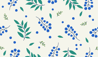 Cute blueberry fruits pattern background vector design
