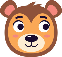 Cute Cartoon Bear Face Vector