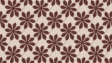 Obraz premium Elegant floral pattern design with deep brown flowers on a soft beige background for sophisticated textile or wallpaper projects and creative backgrounds