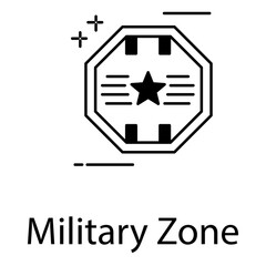 Military Zone Icon for Restricted Area Defense and Security Base Illustration