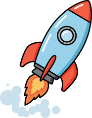 Cartoon Rocket Launching