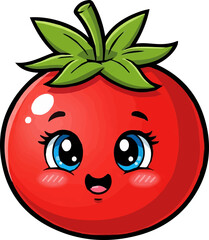 Obraz premium Cartoon Tomato with Cute Facial Expression