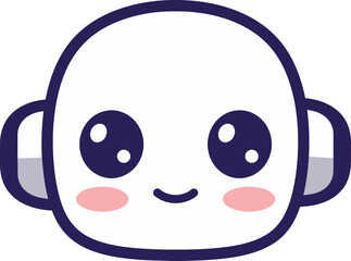 Cute Kawaii Character Face Vector Icon
