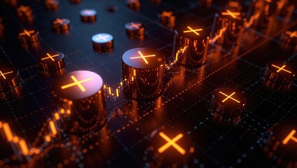 Advanced Digital Trading Platform with Glowing Data Points.