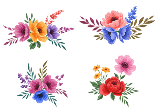 Vibrant Watercolor Floral Bouquets Collection - Powered by Adobe