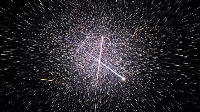 Spectacular Celestial Display Captures Meteors Streaking Across the Night Sky.