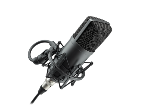 Professional Recording Microphone on White Background