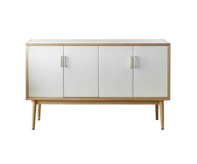 Modern minimalist white sideboard with natural wood legs elegant contemporary furniture accent piece