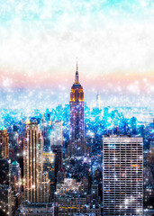 Empire State Building shining amidst a vibrant Manhattan skyline