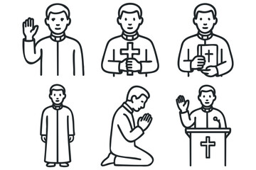 Religious figures in various poses for worship and guidance. Set of 6 black Christmas icons