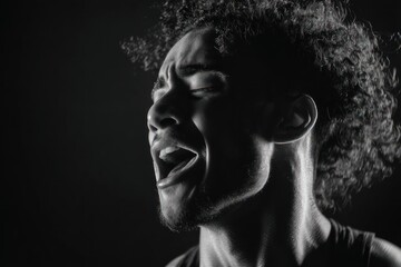 Male Dancer Mid-Motion with Strong Expressive Face