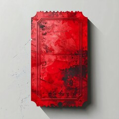 Red ticket with a textured artistic design