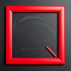 Red framed chalkboard with smudged chalk