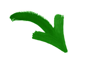 Watercolor arrow green on a white background